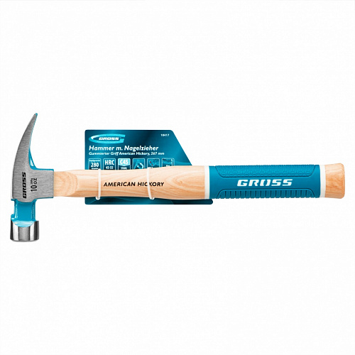 Молоток-гвоздодер,280 г, угол 75, магнит, обрезиненная рукоятка AMERICAN HICKORY // GROSS Молоток-гвоздодер,280 г, угол 75, магнит, обрезиненная рукоятка AMERICAN HICKORY // GROSS