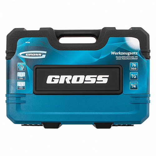 Набор инструментов, 1/4", 1/2", CrV, 120 зубьев, 76 предметов// Gross Набор инструментов, 1/4", 1/2", CrV, 120 зубьев, 76 предметов// Gross