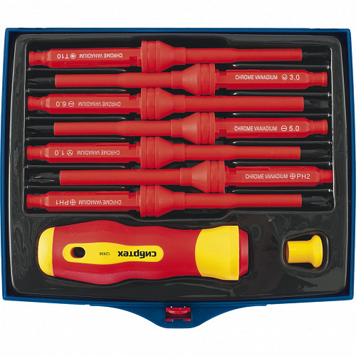 Отвертка диэлектр. до 1000 В, 9 пред. 7 жал, PH + SL + Torx + SP + TW, CrV, 2к рукоятка// Сибртех Отвертка диэлектр. до 1000 В, 9 пред. 7 жал, PH + SL + Torx + SP + TW, CrV, 2к рукоятка// Сибртех