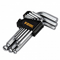 Набор ключей имбусовых, HEX, 2-12 мм, CrV, 9 шт., с шаром// Denzel Набор ключей имбусовых, HEX, 2-12 мм, CrV, 9 шт., с шаром// Denzel