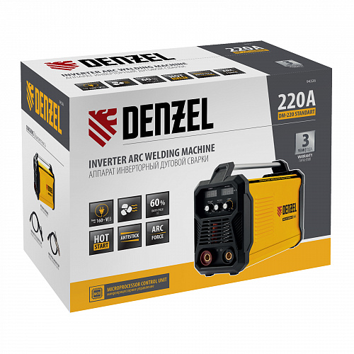 Аппарат инвертор. дуговой сварки DM-220 Standart, 220 А, ПВ 60%// Denzel Аппарат инвертор. дуговой сварки DM-220 Standart, 220 А, ПВ 60%// Denzel