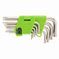 Набор ключей имбусовых Tamper-Torx, 9 шт., TT10-TТ50, 45x, закаленные, короткие, никель// Сибртех Набор ключей имбусовых Tamper-Torx, 9 шт., TT10-TТ50, 45x, закаленные, короткие, никель// Сибртех