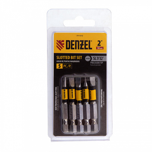 Набор бит, SL7/32"x2", 5 шт.// Denzel Набор бит, SL7/32"x2", 5 шт.// Denzel