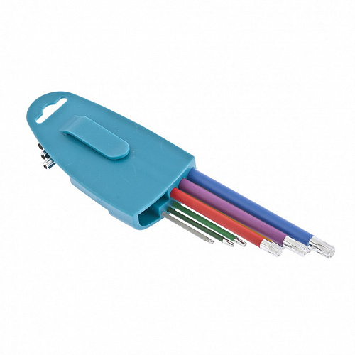 Набор ключей имбусовых TORX-TT, 9 шт: T10-T50, магнит, S2, экстра-длин., хром/краска 9 шт.// Gross Набор ключей имбусовых TORX-TT, 9 шт: T10-T50, магнит, S2, экстра-длин., хром/краска 9 шт.// Gross