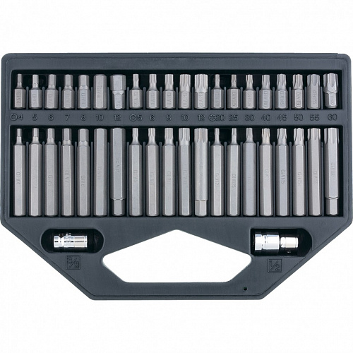 Набор бит HEX, TORX, SPLINE, шестигранный хвостовик 3/8", CrV, 42 шт.// Stels Набор бит HEX, TORX, SPLINE, шестигранный хвостовик 3/8", CrV, 42 шт.// Stels