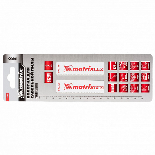 Полотна универсальные для сабельной пилы S922VF,125/1,8 - 2,5 мм,Bimetal,2 шт., PRO// Matrix Полотна универсальные для сабельной пилы S922VF,125/1,8 - 2,5 мм,Bimetal,2 шт., PRO// Matrix