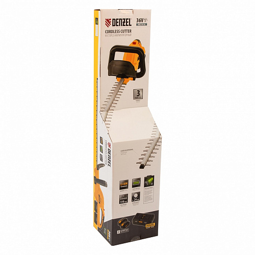 Кусторез аккумуляторный RBC510-36, Li-ion, 36 В, 4 Ач, нож 510 мм, поворотная ручка// Denzel Кусторез аккумуляторный RBC510-36, Li-ion, 36 В, 4 Ач, нож 510 мм, поворотная ручка// Denzel