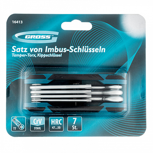 Набор ключей имбусовых Tamper-Torx, TT10-TT40, CrV, складные, 7 шт.// Gross Набор ключей имбусовых Tamper-Torx, TT10-TT40, CrV, складные, 7 шт.// Gross