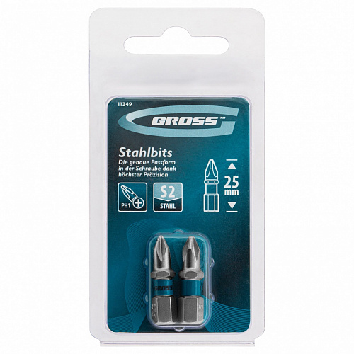 Набор бит PH1х25, сталь S2, 2 шт.// Gross Набор бит PH1х25, сталь S2, 2 шт.// Gross