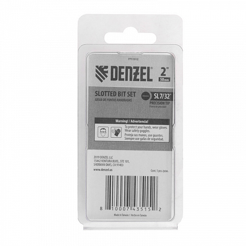 Набор бит, SL7/32"x2", 5 шт.// Denzel Набор бит, SL7/32"x2", 5 шт.// Denzel