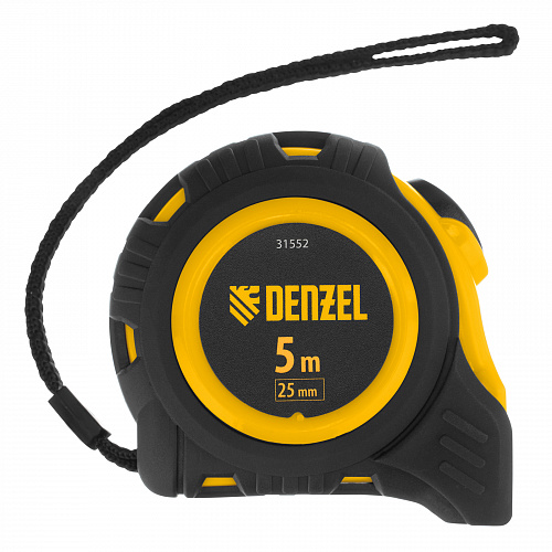 Рулетка 5м х 25мм, обрезиненный корпус, автоматическая фиксация// Denzel Рулетка 5м х 25мм, обрезиненный корпус, автоматическая фиксация// Denzel